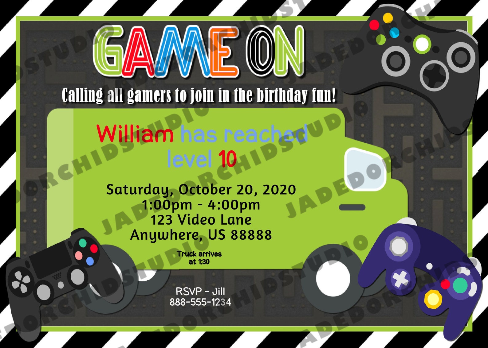 Video Game Truck Invitation Printable Game Truck Invite Etsy