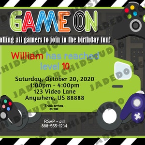 Video Gamer Truck Invitation, Printable, Game Truck Invite, Video Game ...