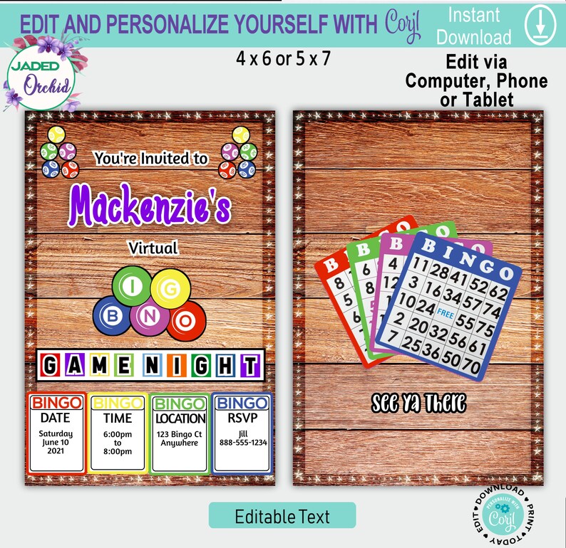 Bingo Game Night Invitation Bingo Invitation Game Night Etsy