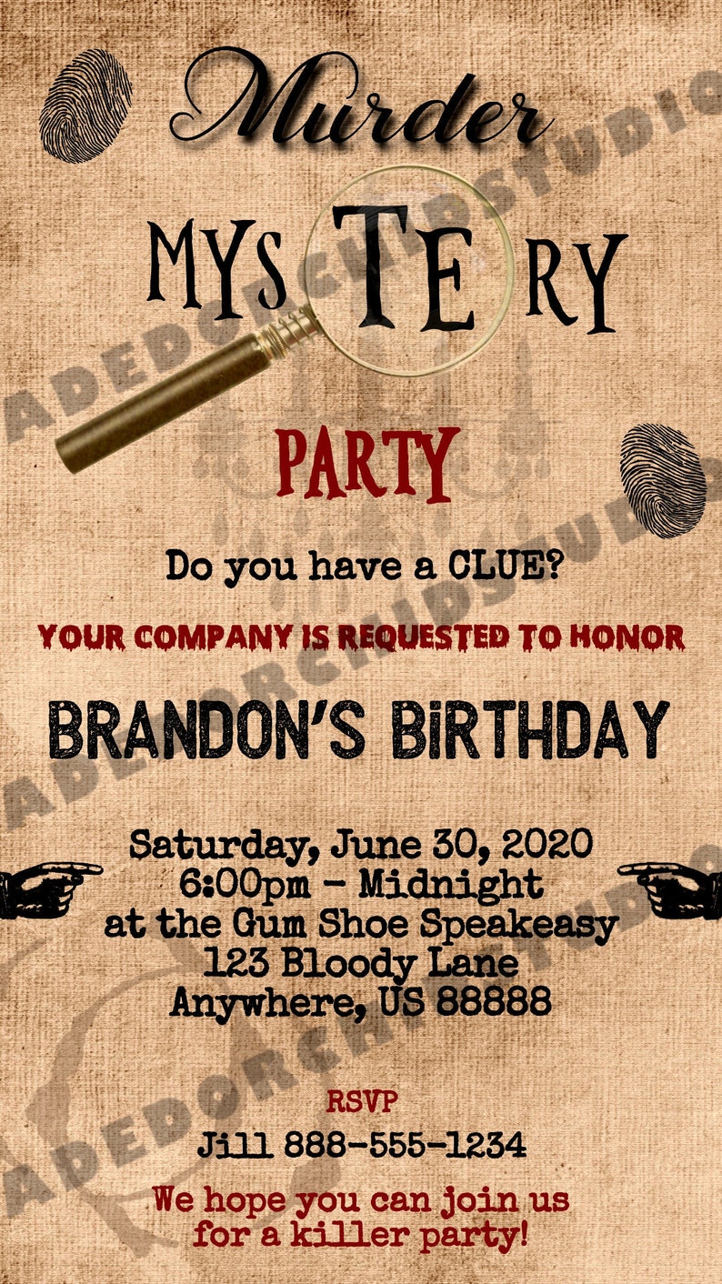 Murder Mystery Birthday Party Invitation Murder Mystery - Etsy