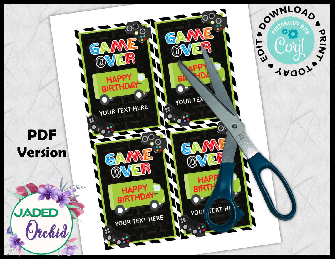 Printable Game Truck Birthday Juice Pouch Label Video Gamer Etsy