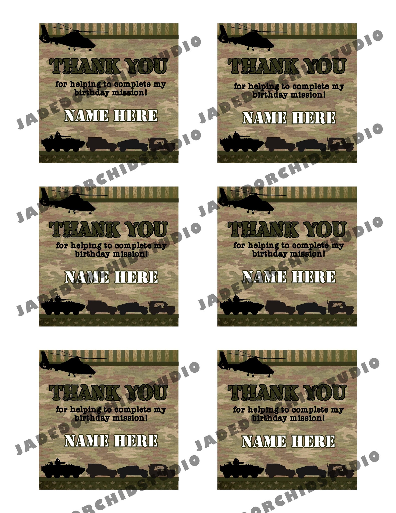 Army Thank You Tags Military Thank You Tags Military Thank - Etsy