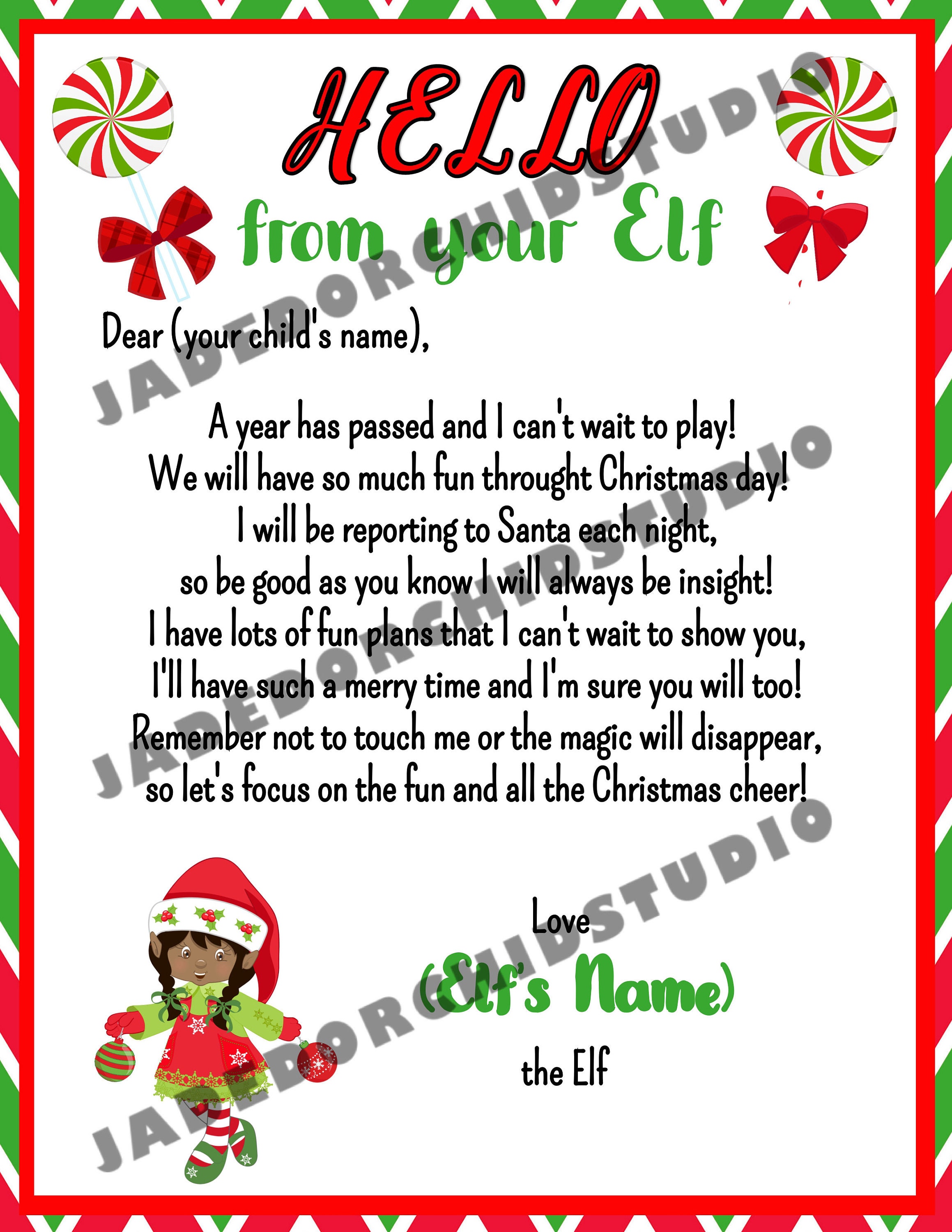 Elf Letter African American Elf First Time Welcome Letter - Etsy
