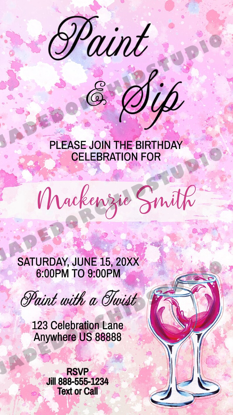 Paint and Sip Party Invitation Paint and Sip Birthday Etsy