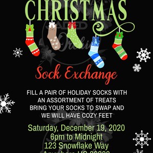 Christmas Sock Exchange Invitation, Printable Sock Swap Party ...