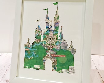 Disney Castle Silhouette With Magic Kingdom Map