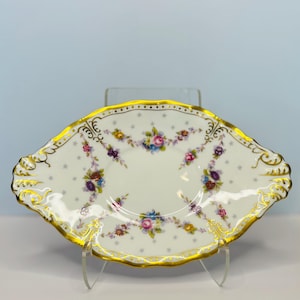 Royal Crown Derby English Bone China Royal Antoinette XLVII 8.75&quot; Gravy Boat Underplate