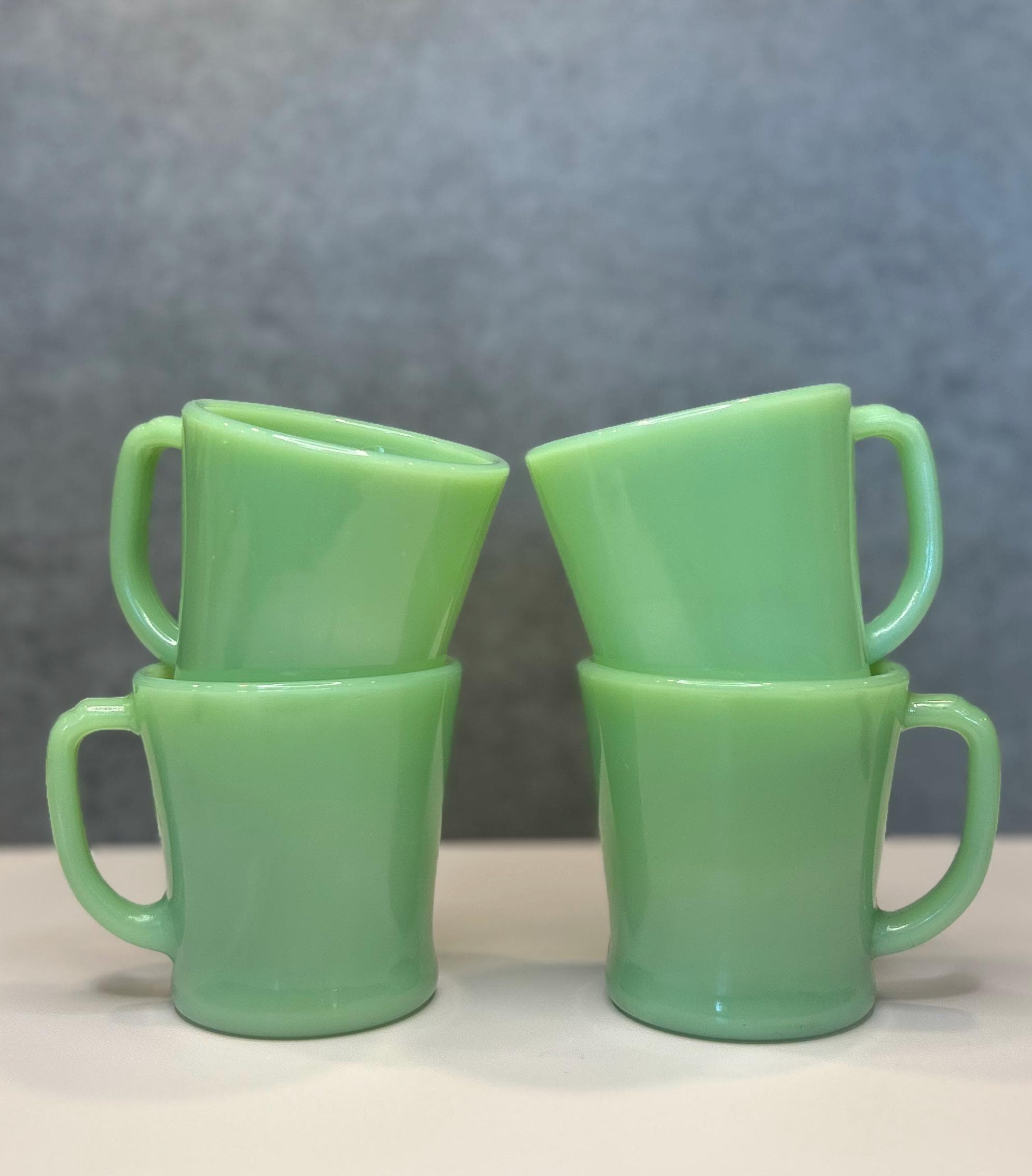 Vintage Jadeite Coffee Mugs, Fire King Coffee Cups, Made in USA, Green Coffee Cups/Tea Cups