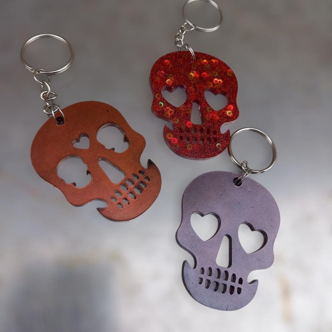 Skull Face Keyrings Halloween Decor Keychains Small Gifts for Spooky ...