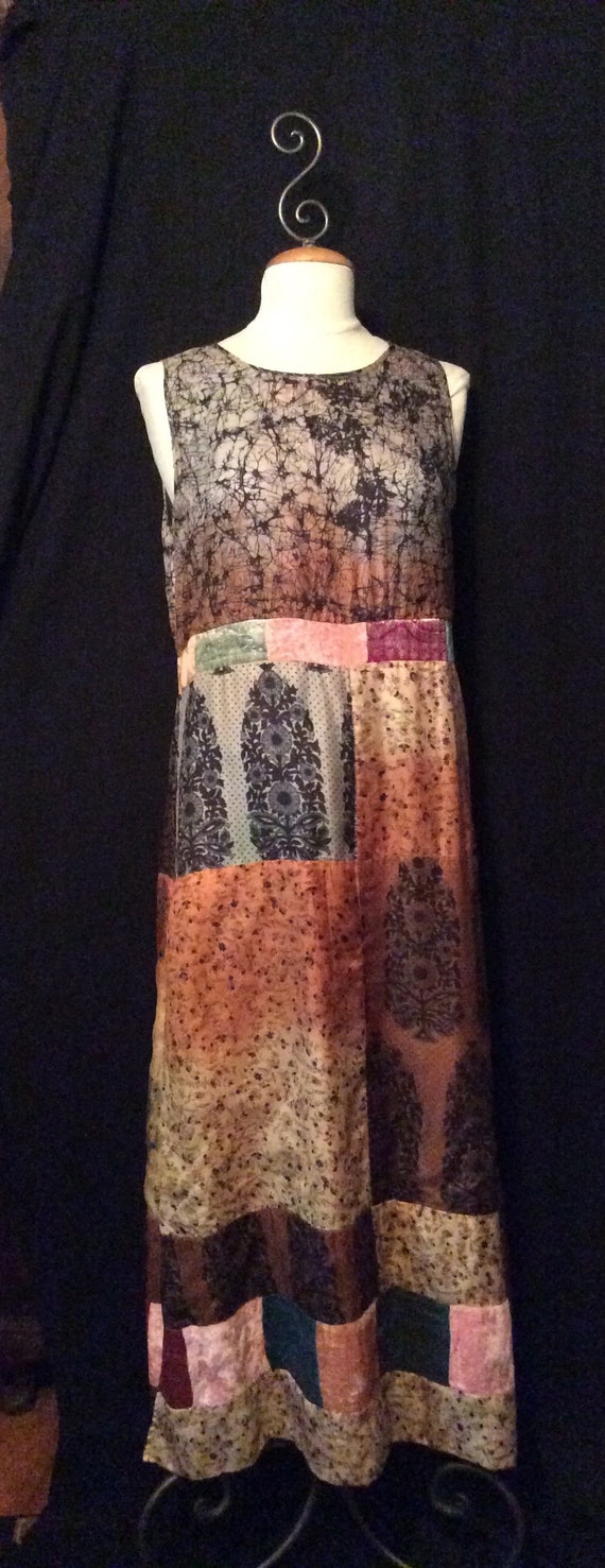 Reversible silk like patchwork dress