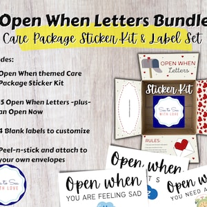 Open When Letters Care Package Sticker Kit Bundle Set/Open When Envelopes/Open When Cards/Care Package Flaps/Deployment Care Package