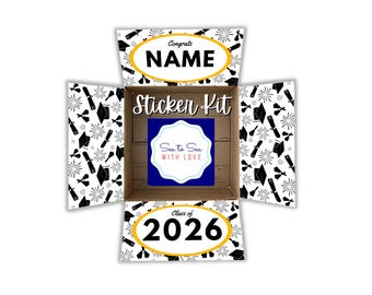 Back to School Care Package Stickers, College Care Package Flaps, Student Survival Kit Box Decor, Finals Week Sticker Kit