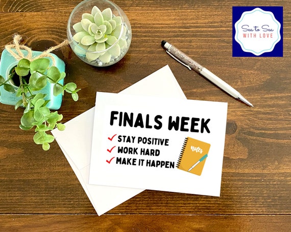 College Finals Week Greeting Card, Gifts, care package, card, envelope, long distance, card, gift box, gift tag, long distance relationship