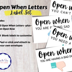 15 Open When Letters Labels/Open When Envelopes/Open When Cards/military/deployment/long distance relationship/college students/missionaries