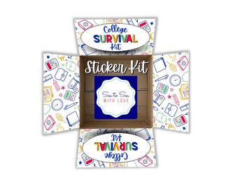 Back to School Care Package Stickers, College Care Package Flaps, Student Survival Kit Box Decor, Finals Week Sticker Kit