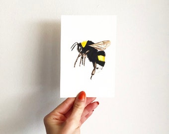 Original Watercolors Illustration Painting Picture Decoration watercolor Watercolors Watercolor painting bumblebee bee bumblebee Insect