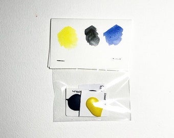 Set of 3 Watercolor Dots watercolor watercolor paint color palette painting yellow blue glitter black