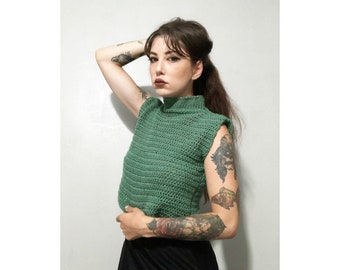 Croche crochet crochet sweater pullunder turtle neck turtleneck top trumpet armless fall winter shirt