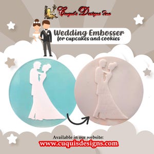 Bride and Groom Embosser Stamp /Wedding Embosser Stamp /Cookie Embosser, Cupcake Topper Embosser, Fondant Stamp, Fondant Embosser Engagement