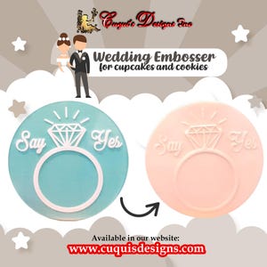 SAY YES EMBOSSER Stamp Wedding Embosser Stamp, Cookie Embosser, Cupcake Topper Embosser, Fondant Stamp, Fondant Embosser Engagement Bride