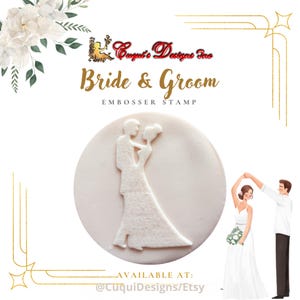 Bride and Groom Embosser Stamp. Wedding Embosser Stamp supplies for Cookie Cupcake Fondant Topper and cake decoration.Wedding couple cookie
