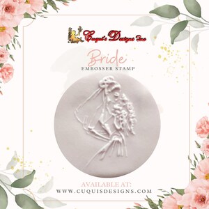 Bride to Be fondant stamp embosser. Wedding biscuit cupcake and cake decorating tool for Bakers. Newlywed cookie wedding favor embossing