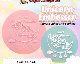 Fondant Embosser Baby Unicorn for Baby Shower.Supply for Cupcake Topper Cookie cake decoration and craft .Twinkle Twinkle little star stamp