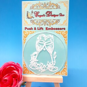 Embosser Stamp Glasses /Wedding Embosser Stamp /Cookie Embosser, Cupcake Topper Embosser, Fondant Stamp, Fondant Embosser Engagement Toast