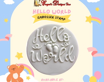 Wytłaczarka do fondantu odpowiednia dla chłopców i dziewcząt, Hello World Stamp Unisex Design do dekoracji babeczek, ciasteczek i tortów na baby shower