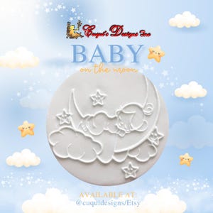 Baby Shower Fondant Embosser Baby Sleeping on the moon Stamp supplies for Cupcake Topper Cookie  cake decoration and craft for souvenier