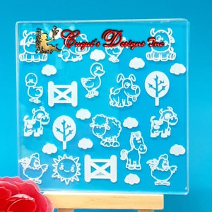 Farm Animals Embosser Stamp /Baby Shower Embosser Stamp /Cookie Embosser, Cupcake Topper Embosser, Fondant Stamp, Embosser Cow chicken pig