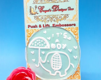 Baby Shower/It's a Boy Baby Elephant Stamp /Push & Lift Embosser Push Stamp, Cupcake Topper Embosser, Fondant Stamp, Fondant Embosser