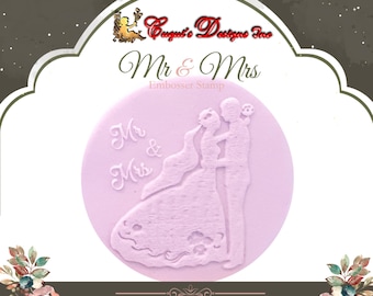 Sello para fondant Mr & Mrs. Suministros para sellos para fondant para cupcakes y galletas hechos a mano, adornos para fondant para bodas y regalos de manualidades