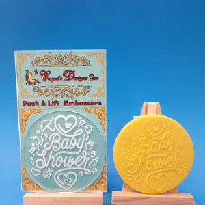 Baby Shower/Hello Baby /Push & Lift Embosser Push Stamp, Cupcake Topper Embosser, Fondant Stamp, Fondant Embosser
