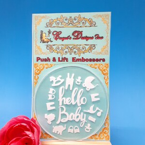 Baby Shower/Hello Baby /Push & Lift Embosser Push Stamp, Cupcake Topper Embosser, Fondant Stamp, Fondant Embosser