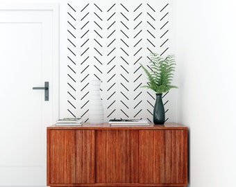 Herringbone Wall Decals, Removable, Black, White, Gold, Silver — HANDMADE