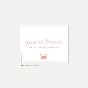 Rainbow Baby Shower Guest Book, Pink, Copper INSTANT DOWNLOAD image 7