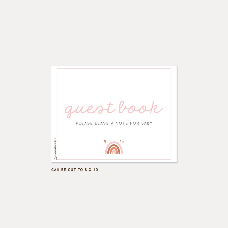 Rainbow Baby Shower Guest Book, Pink, Copper INSTANT DOWNLOAD image 7