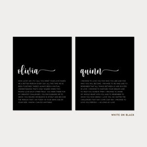 Wedding Vows Art Prints with Custom Names and Wedding Vows, Minimalist DIY image 6