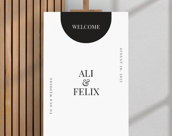 Arch Wedding Welcome Sign, Photo, Minimalist, Black and White — DIY