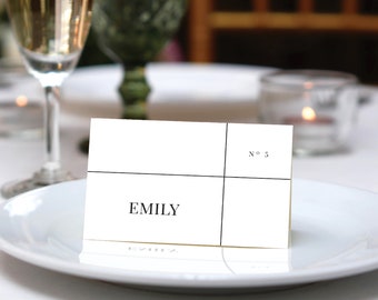 Arch Wedding Place Cards, Photo, Minimalist, Black and White — DIY or PRINTED