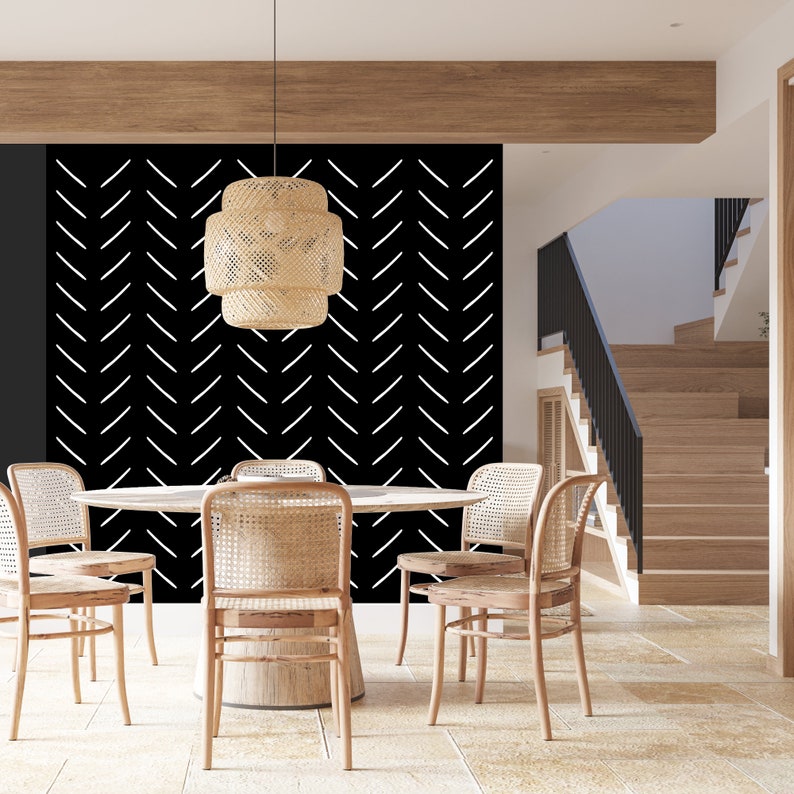 Irregular Herringbone Wall Decals, Removable, Black, White, Gold, Silver HANDMADE Matte White