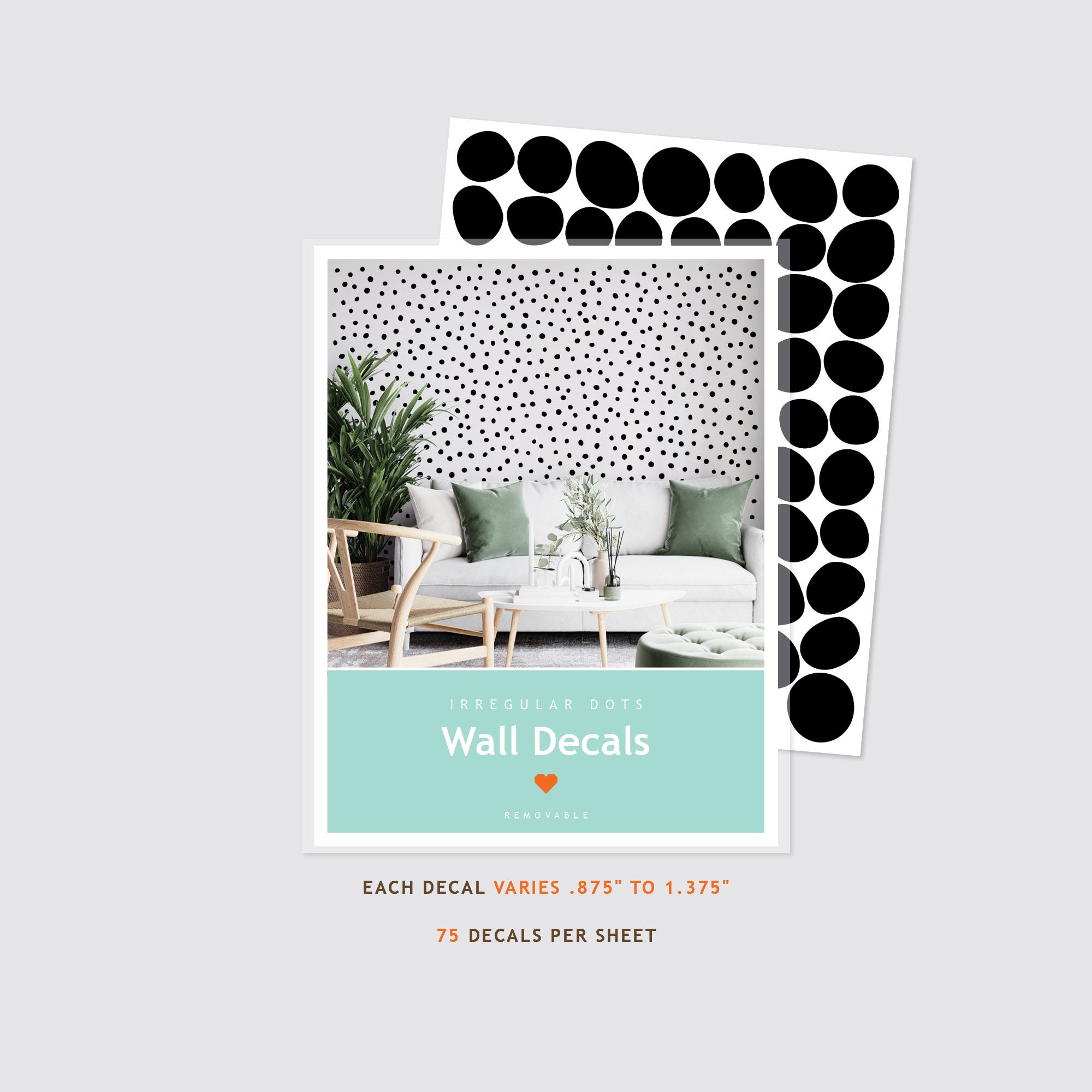 Irregular Dots Wall Decals Removable Black White Gold Etsy