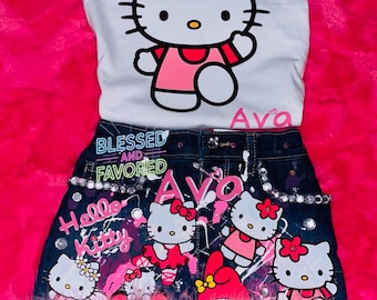 Kitty shirt and skirt