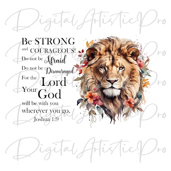 Christian Religious Tshirt Joshua 1:9 Bible Verse Lion Cross Christian Religious Tshirt Joshua 1:9 Bible Verse Lion Cross