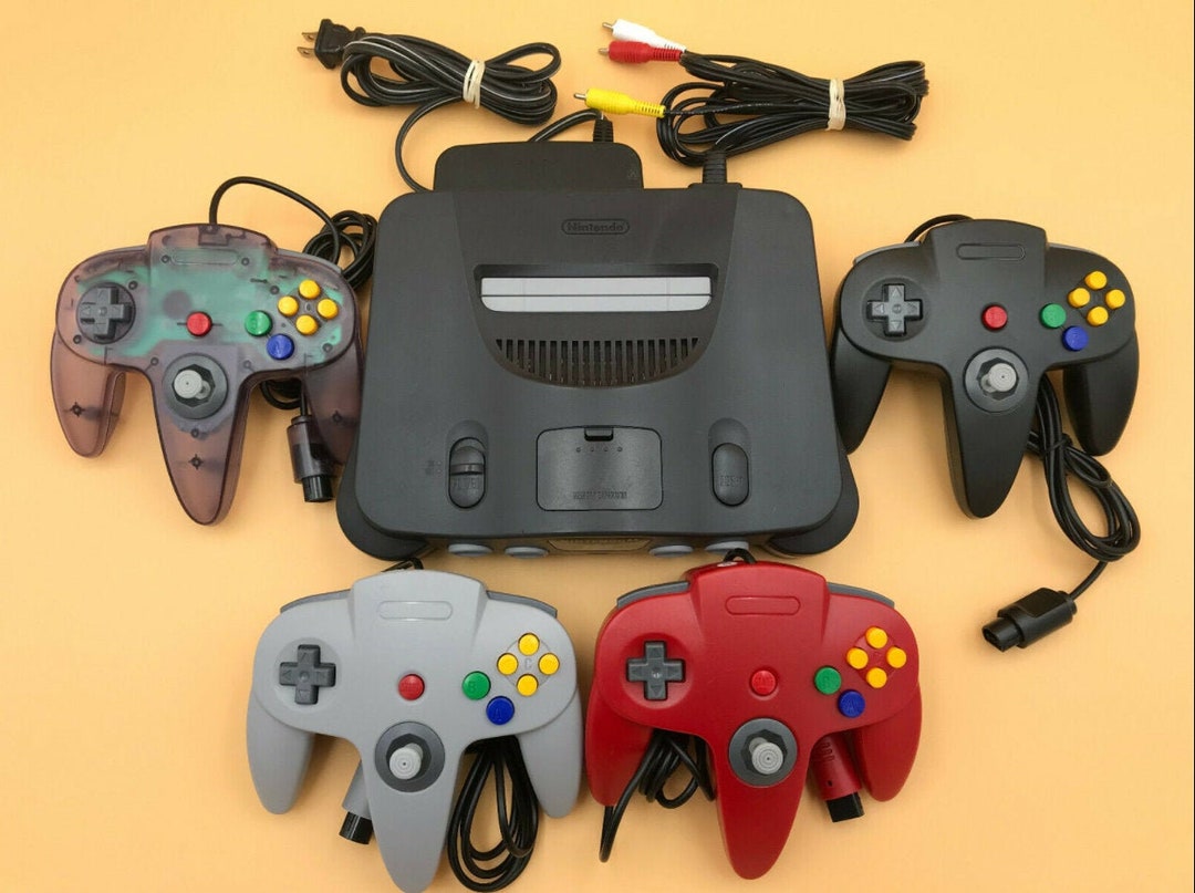 NINTENDO 64 - @NINTENDO64 コントローラ×4 N64 Nintendo 64 Console + up to 4 New Controllers + Cords +