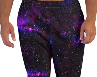 Men's Galaxy Joggers, Mens Workout Pants, Rave Jogger, Gift for Him, Gift Ideas for Boyfriend, Universe, Stars, Space Joggers, Astronomy