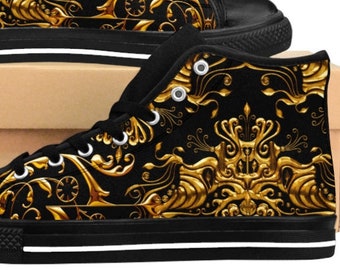 black and gold shoes