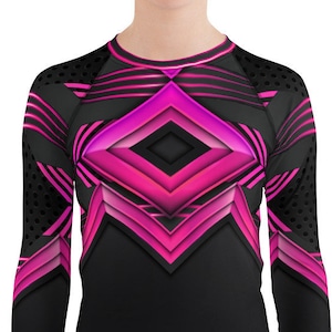 Womens Futuristic Armor Shirt Scifi Anime Cosplay Space Suit Costume, Cyberpunk Robot Cyborg Future Ninja Dystopian Rash Guard Cybergoth