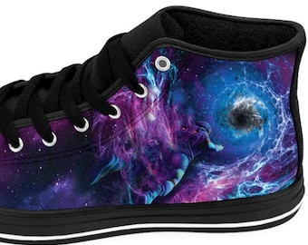Men's Galaxy Shoes Space Rave Sneakers Astronaut Portal Black Hole Scifi Science Fiction Colorful Universe Nebula Astronomy Gift Idea